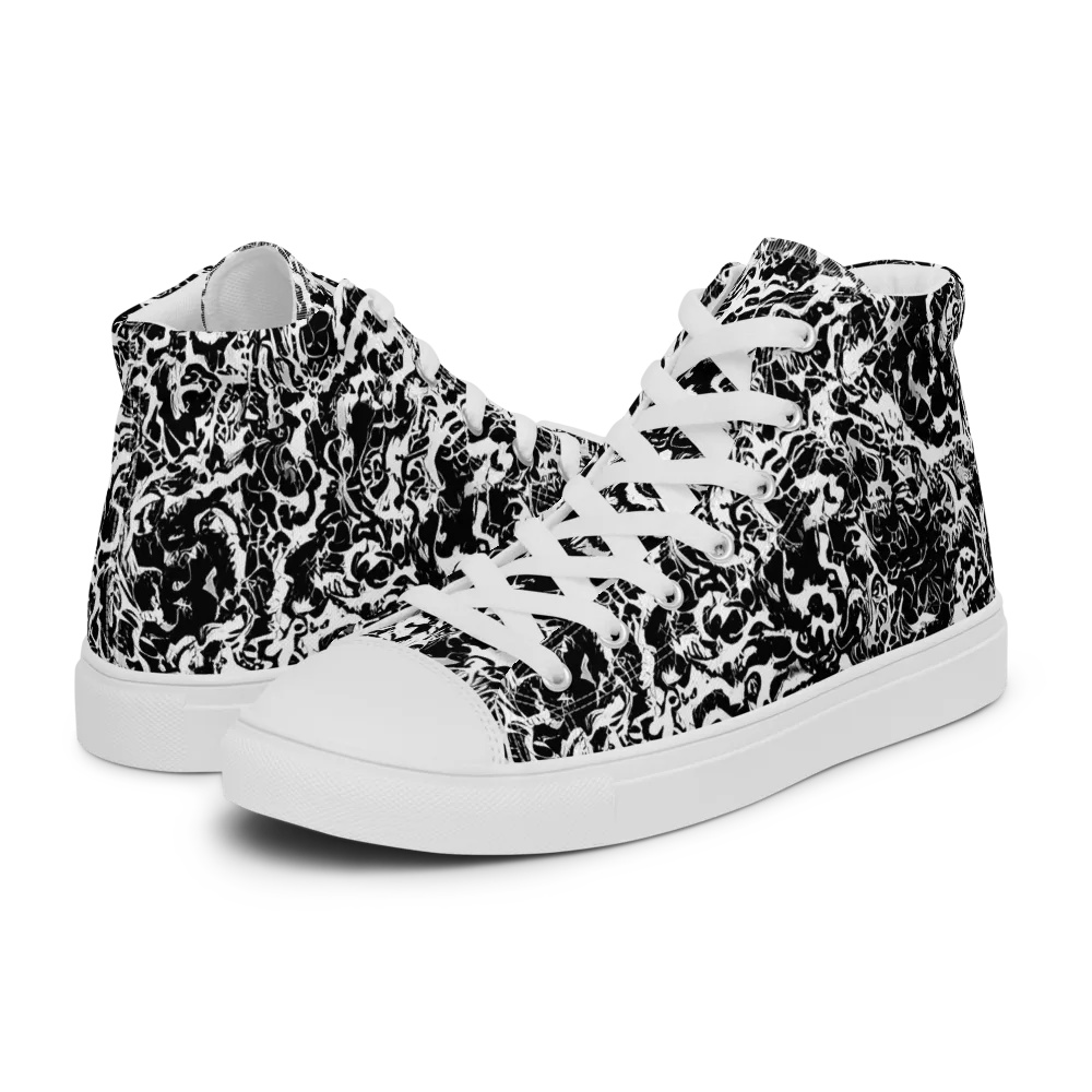 Midnight Static on Women's High Top Canvas Shoes — Left