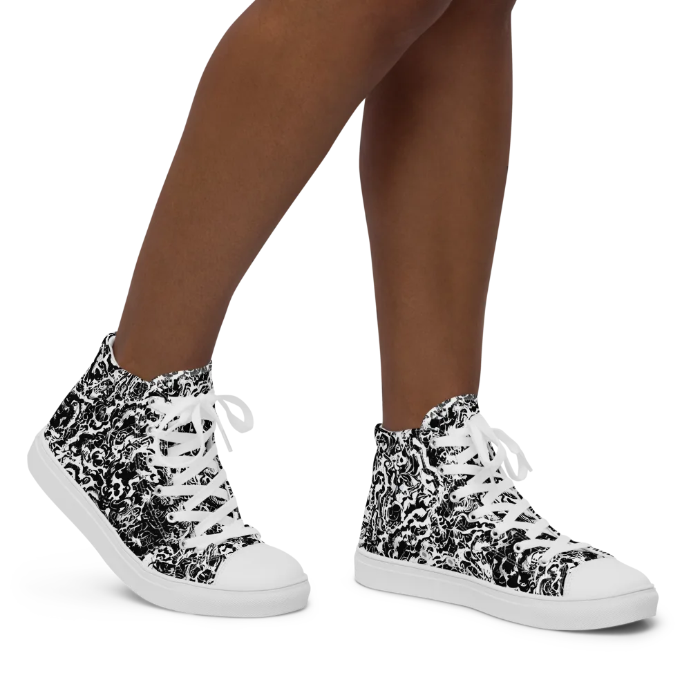 Midnight Static on Women's High Top Canvas Shoes — Right