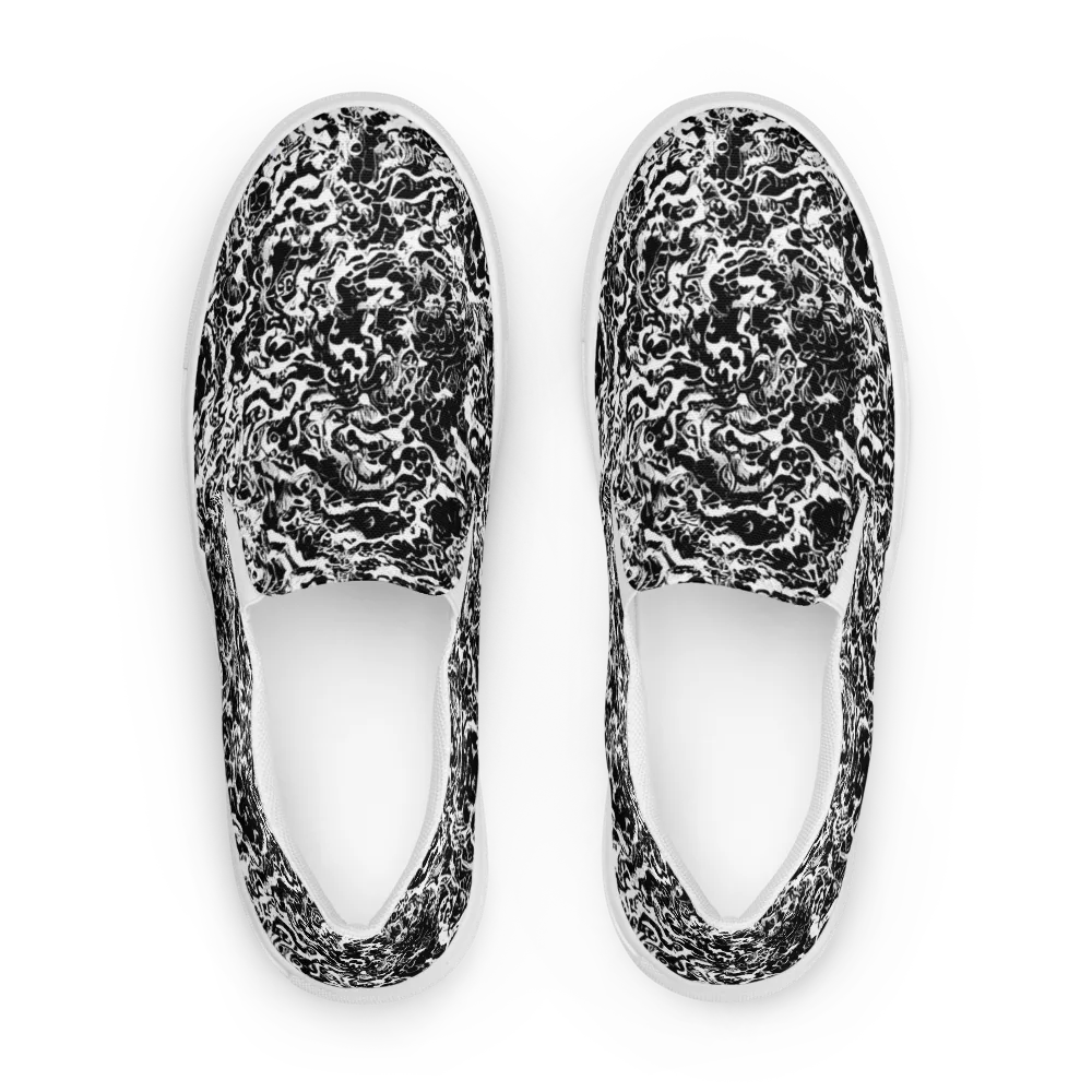Midnight Static on Men's Slip-On Canvas Shoes — Front
