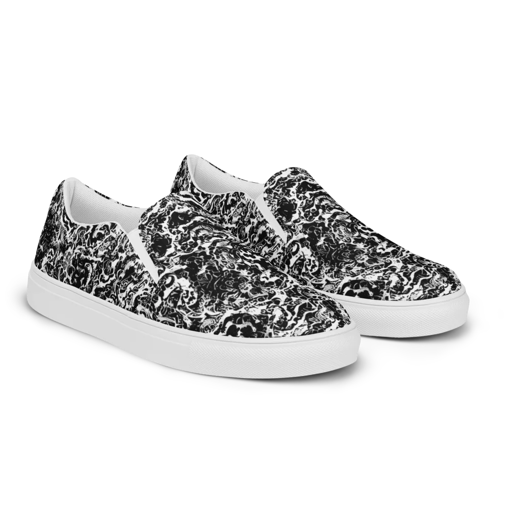 Midnight Static on Men's Slip-On Canvas Shoes — Right Front