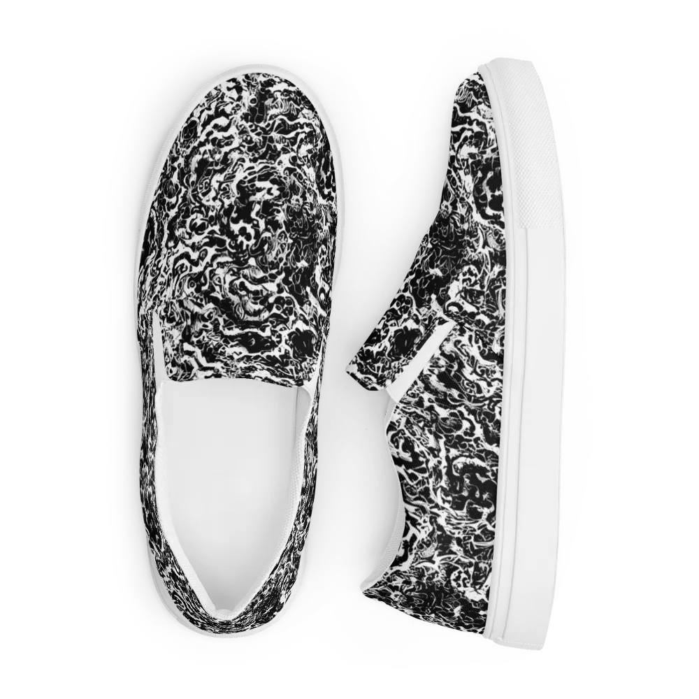 Midnight Static on Men's Slip-On Canvas Shoes — Front