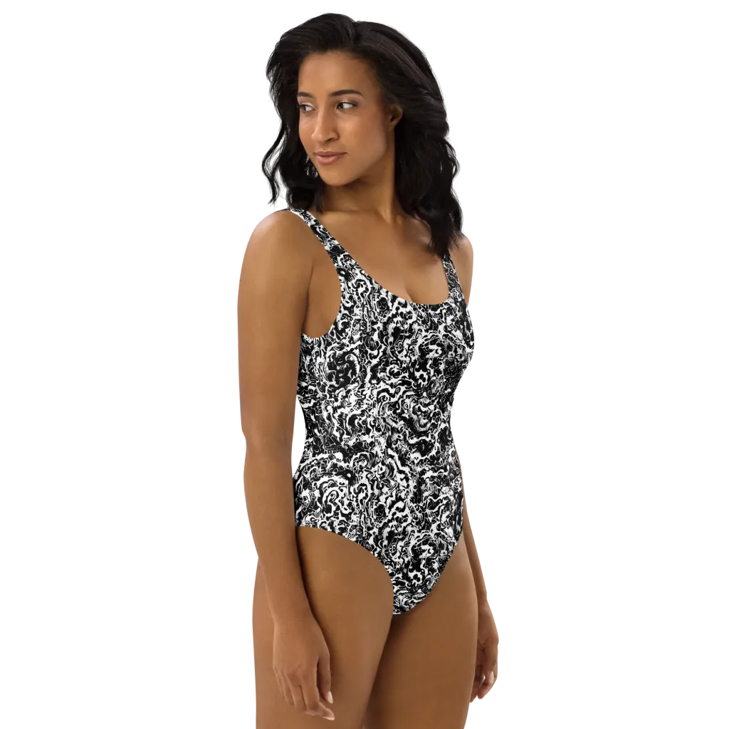 Midnight Static on One-Piece Swimsuit — Right