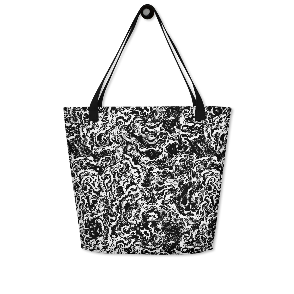 Midnight Static on Large Tote Bag W/ Pocket — Front