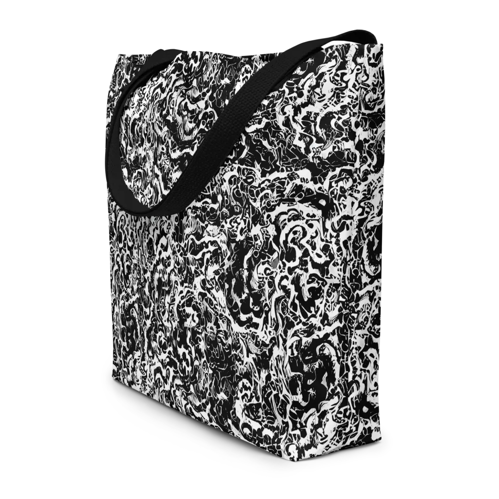 Midnight Static on Large Tote Bag W/ Pocket — Front