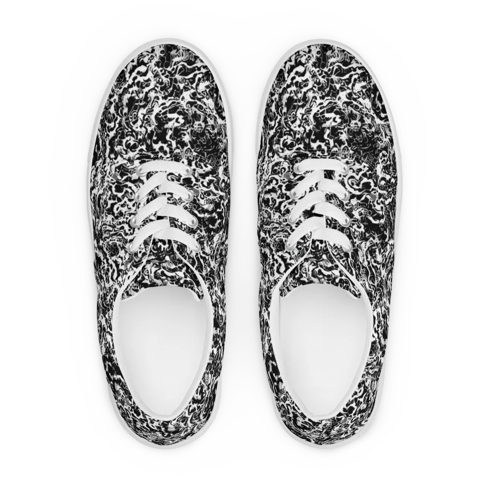 Midnight Static on Men's Lace-Up Canvas Shoes — Front