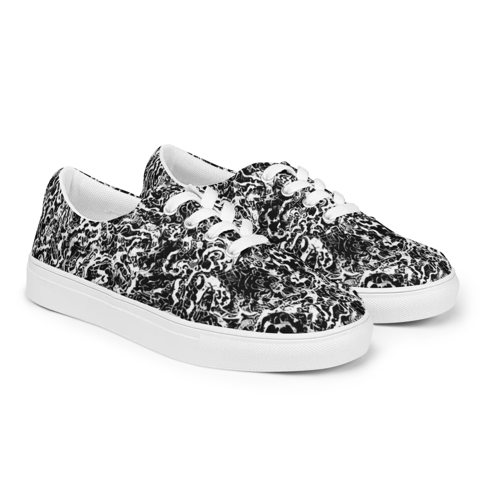 Midnight Static on Men's Lace-Up Canvas Shoes — Right Front