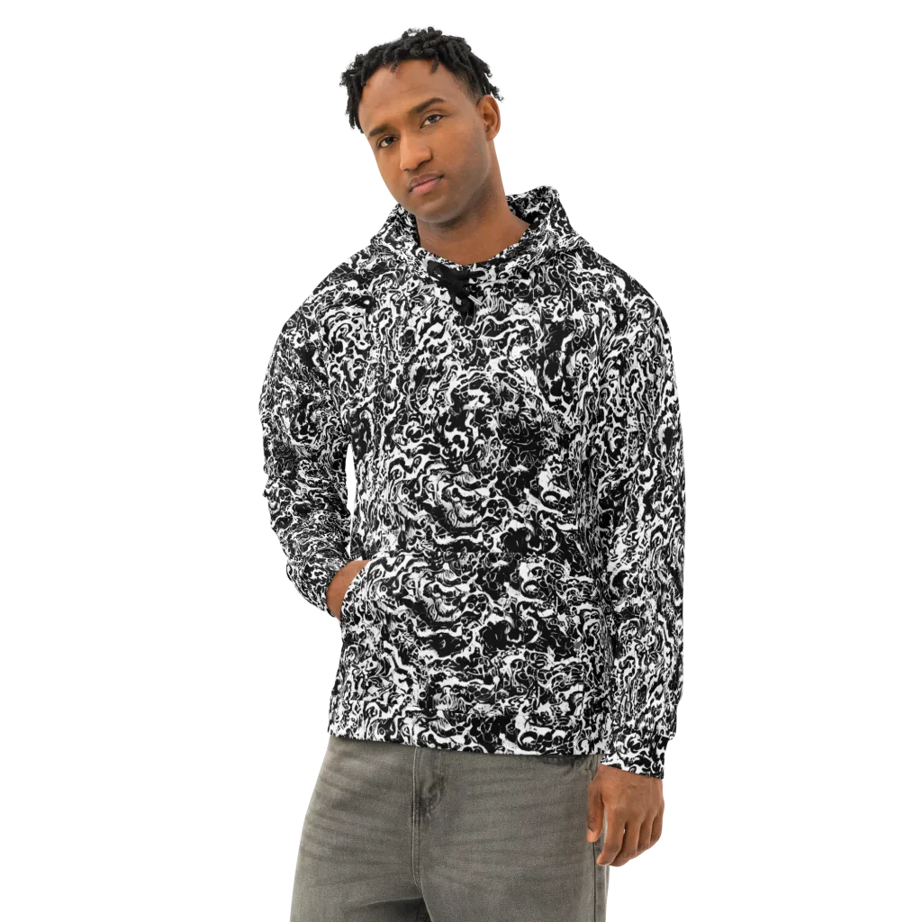 Midnight Static on Cotton Hoodie — Left Front