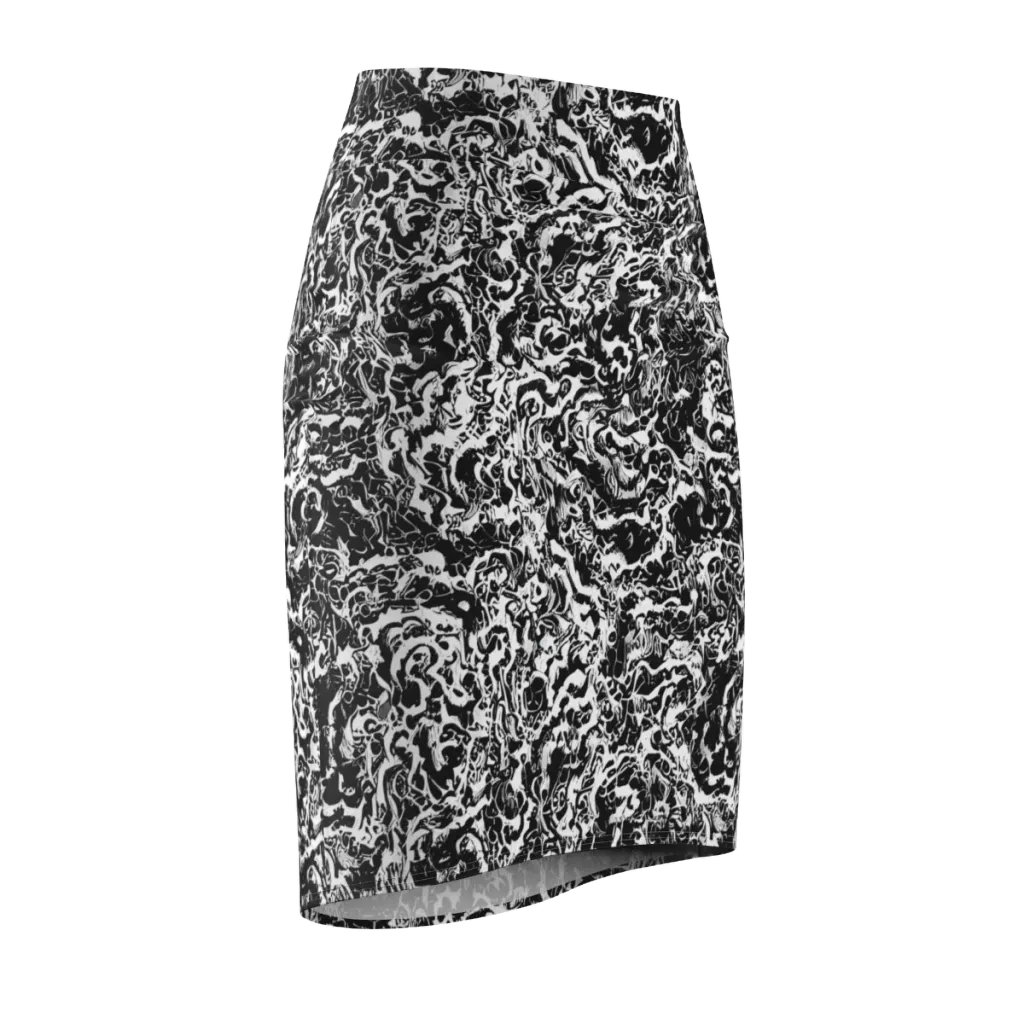 Midnight Static on Pencil Skirt — Front Side