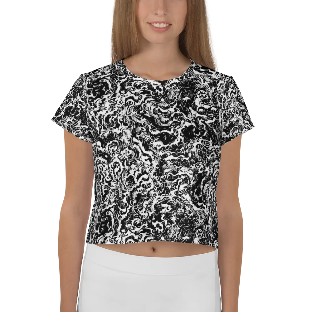 Midnight Static on Crop Tee — Front