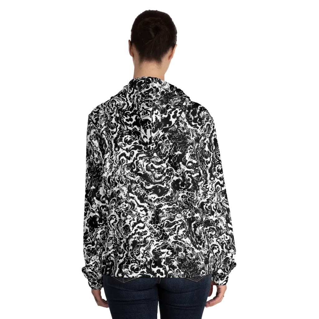 Midnight Static on Women's Full-Zip Hoodie — Back On Person