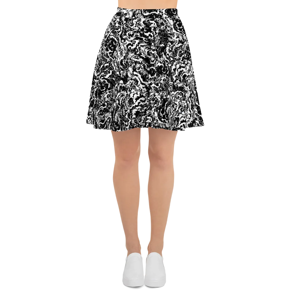 Midnight Static on Skater Skirt — Front