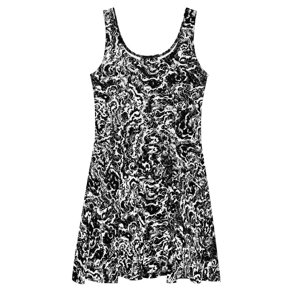 Midnight Static on Skater Dress — Front