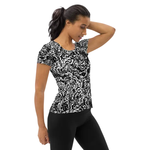 Midnight Static on a Women's Athletic T-Shirt