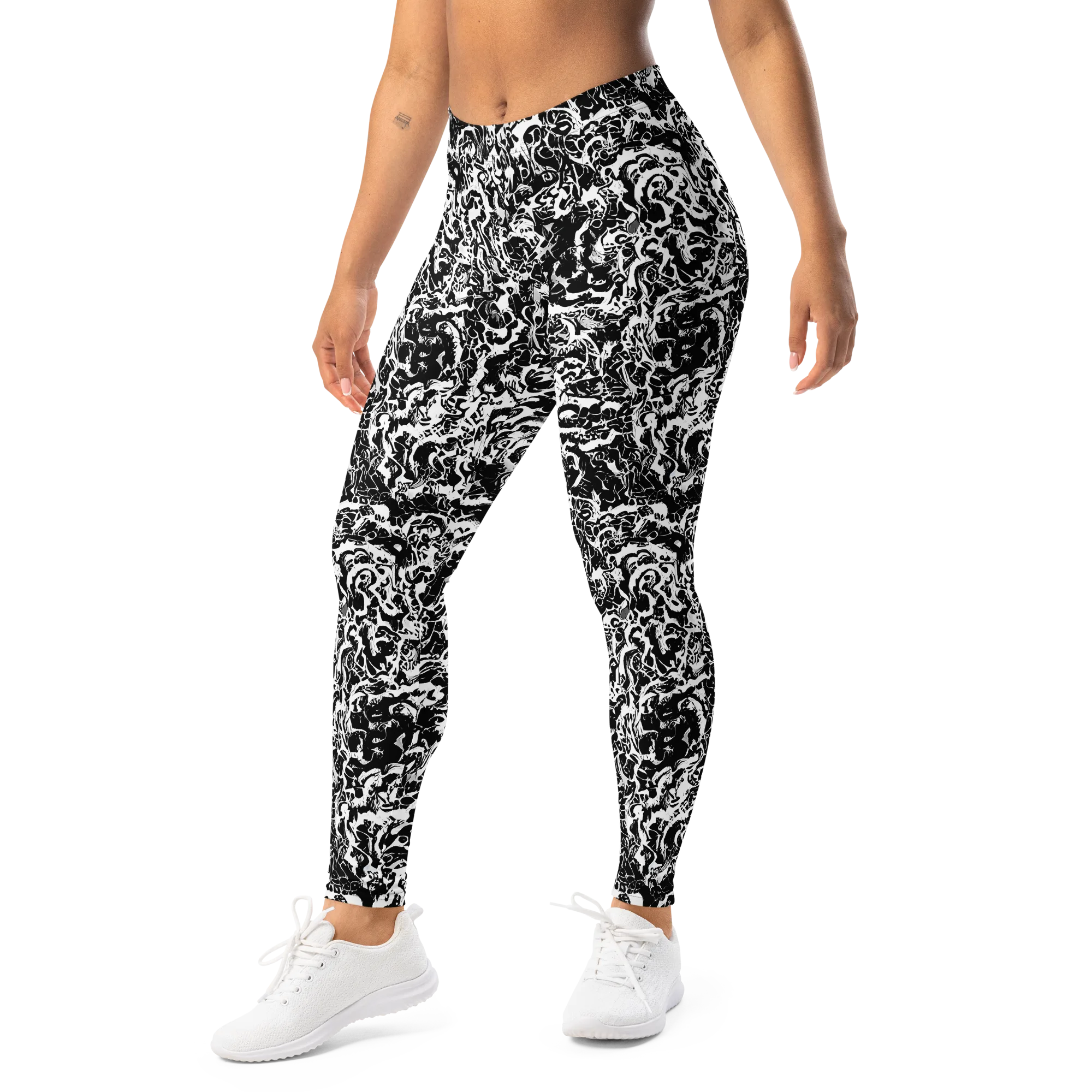 Midnight Static on Leggings — Left Front