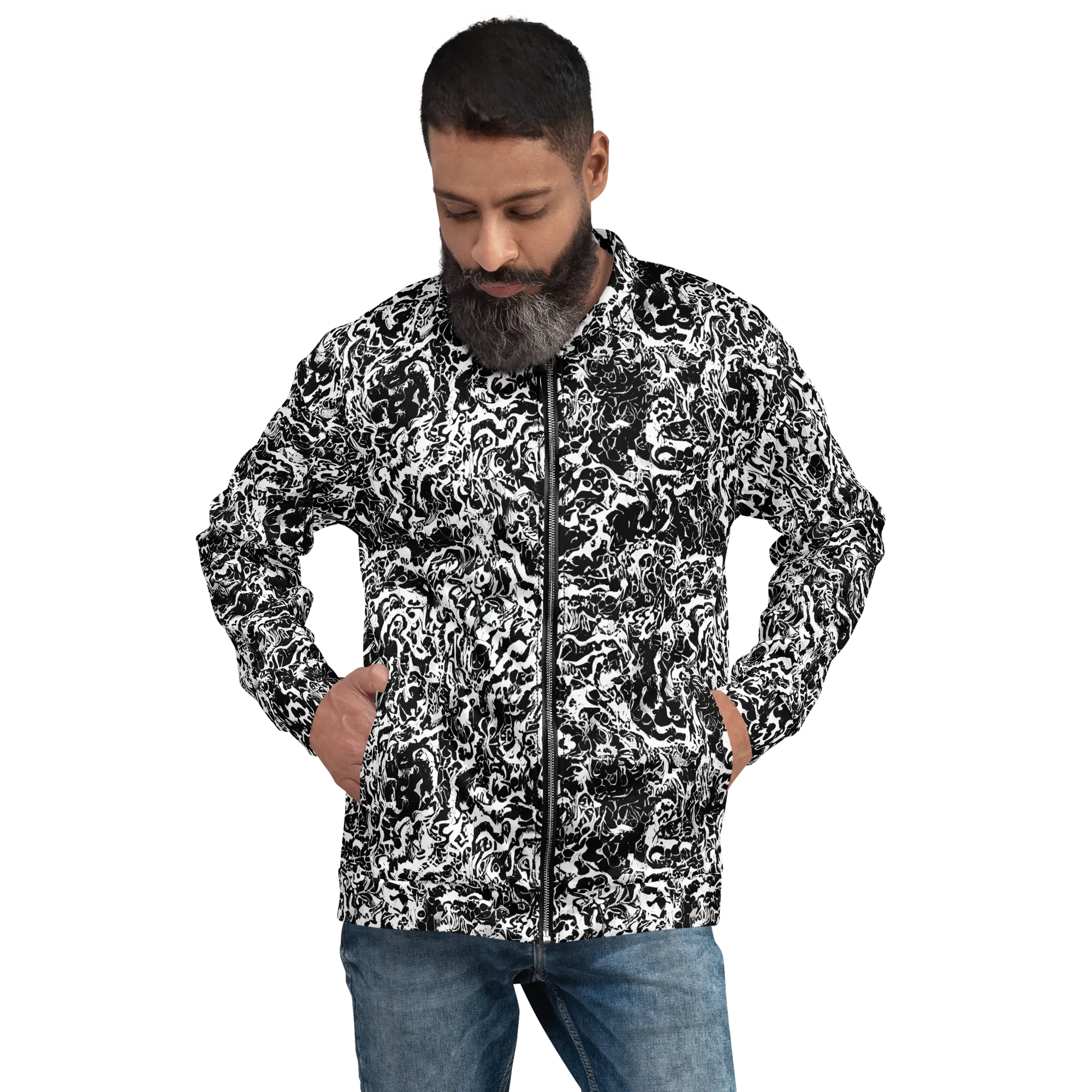 Midnight Static on Bomber Jacket — Front