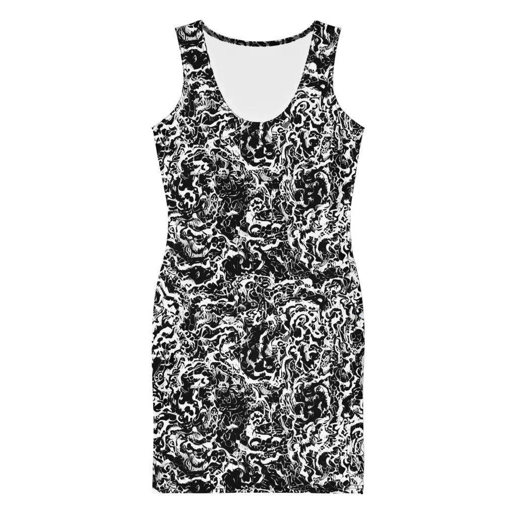 Midnight Static on Bodycon Dress — Front