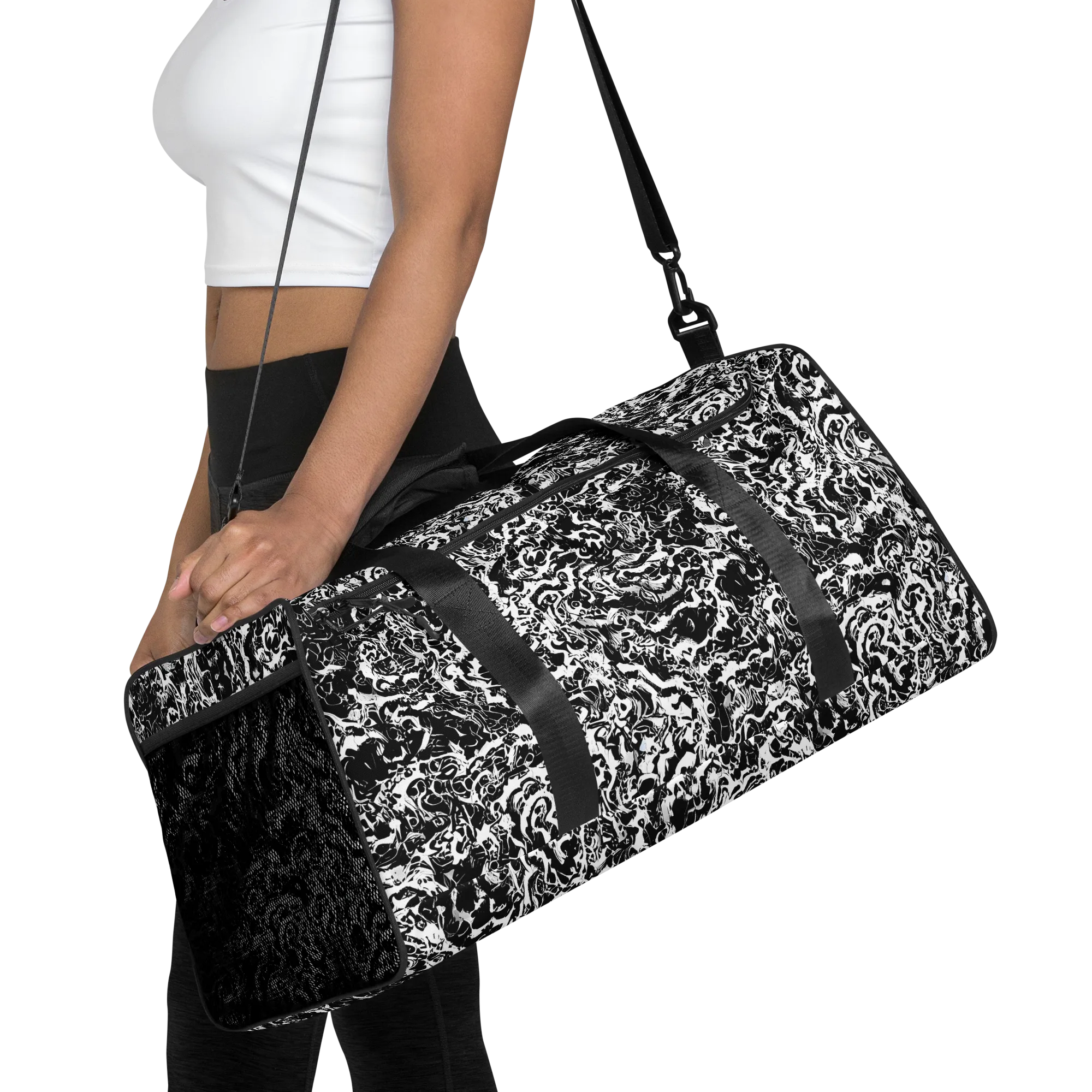 Midnight Static on Duffle Bag — Front