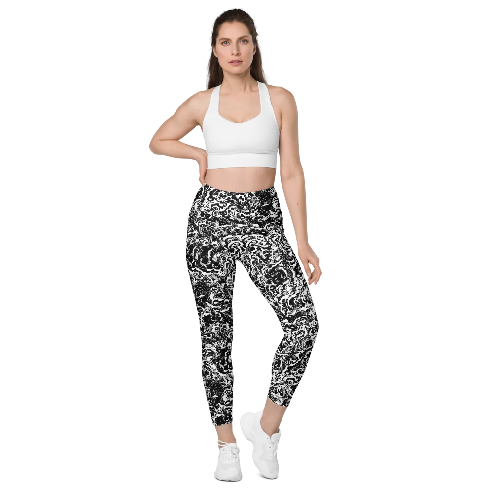Midnight Static on Leggings with Pockets — Front