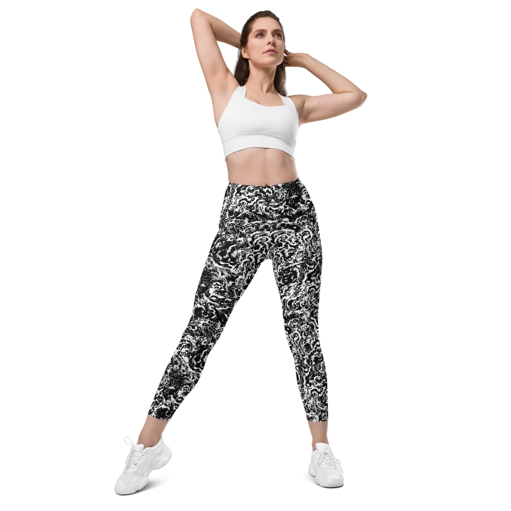 Midnight Static on Leggings with Pockets — Front
