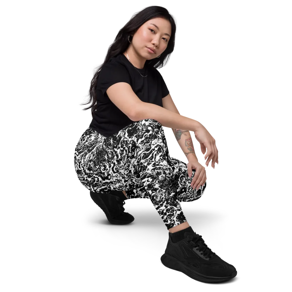 Midnight Static on Leggings with Pockets — Right Front
