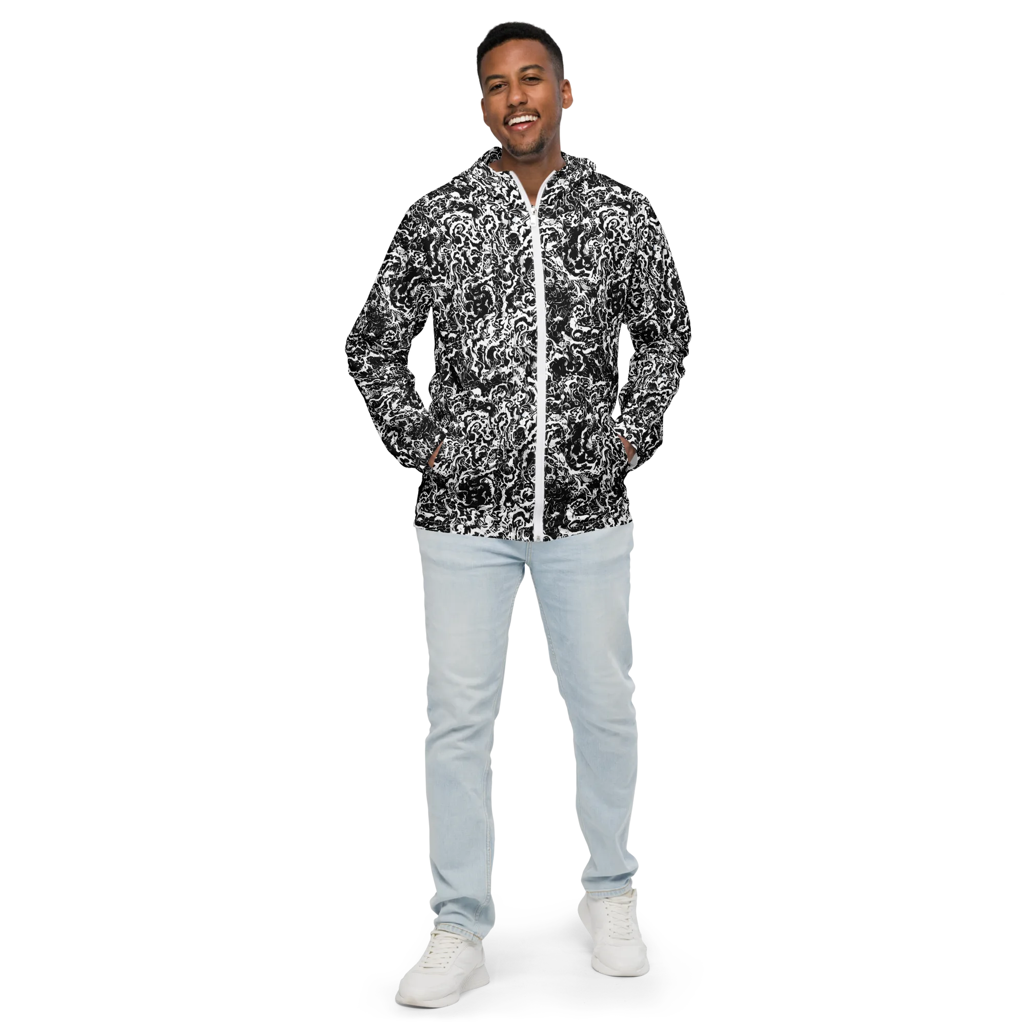 Midnight Static on Men's Windbreaker — Front