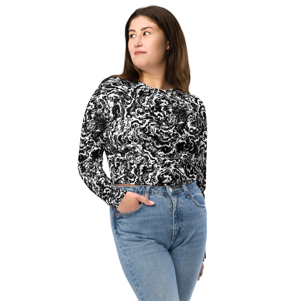 Midnight Static on Long Sleeve Crop Top — Front