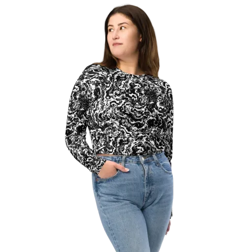Midnight Static on a Long Sleeve Crop Top