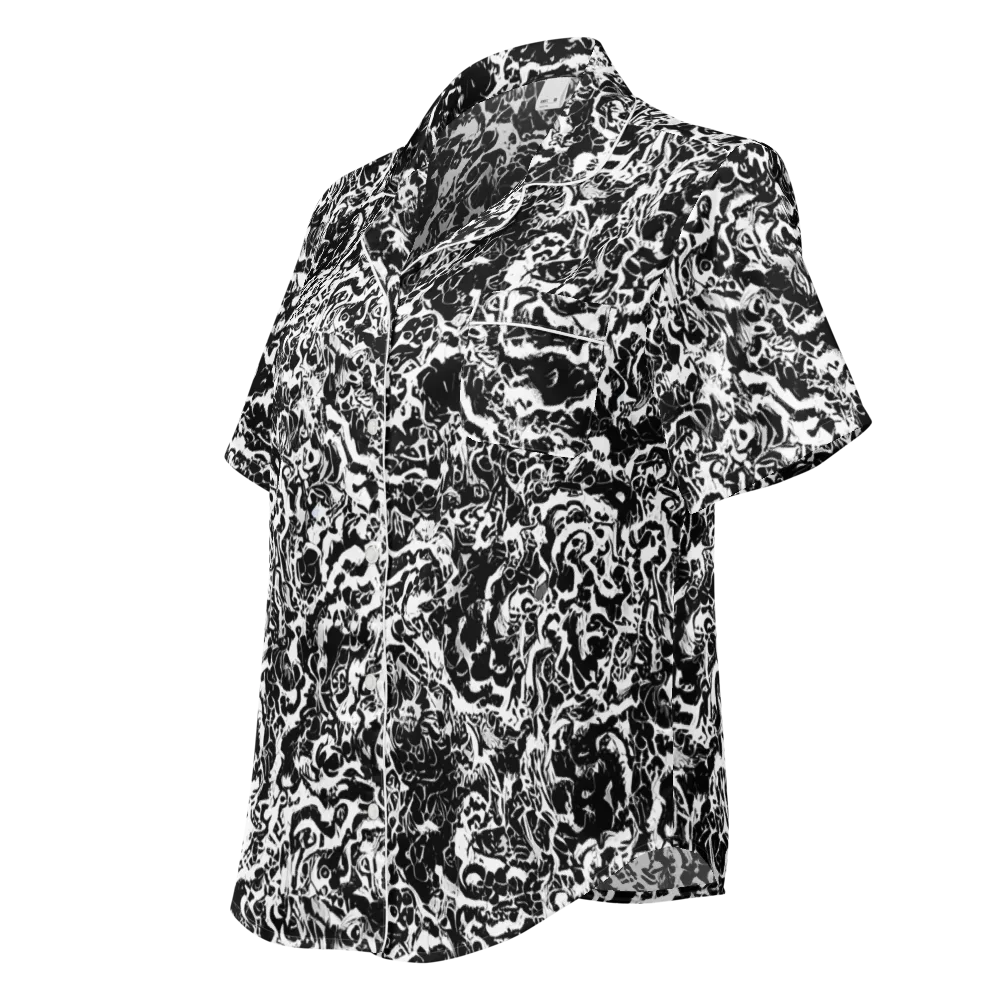 Midnight Static on Women's Short Sleeve Pajama Top — Left Front