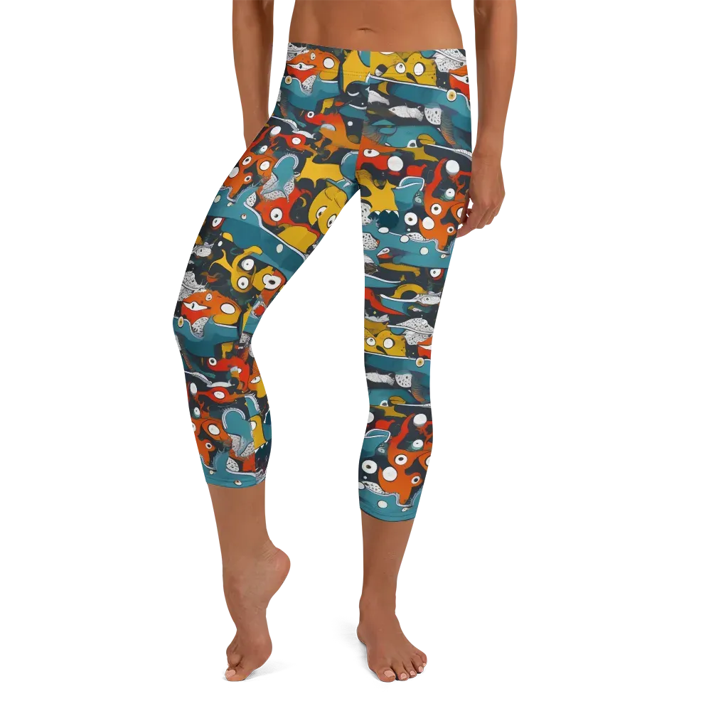 Tidal Oddities on Capri Leggings — Front
