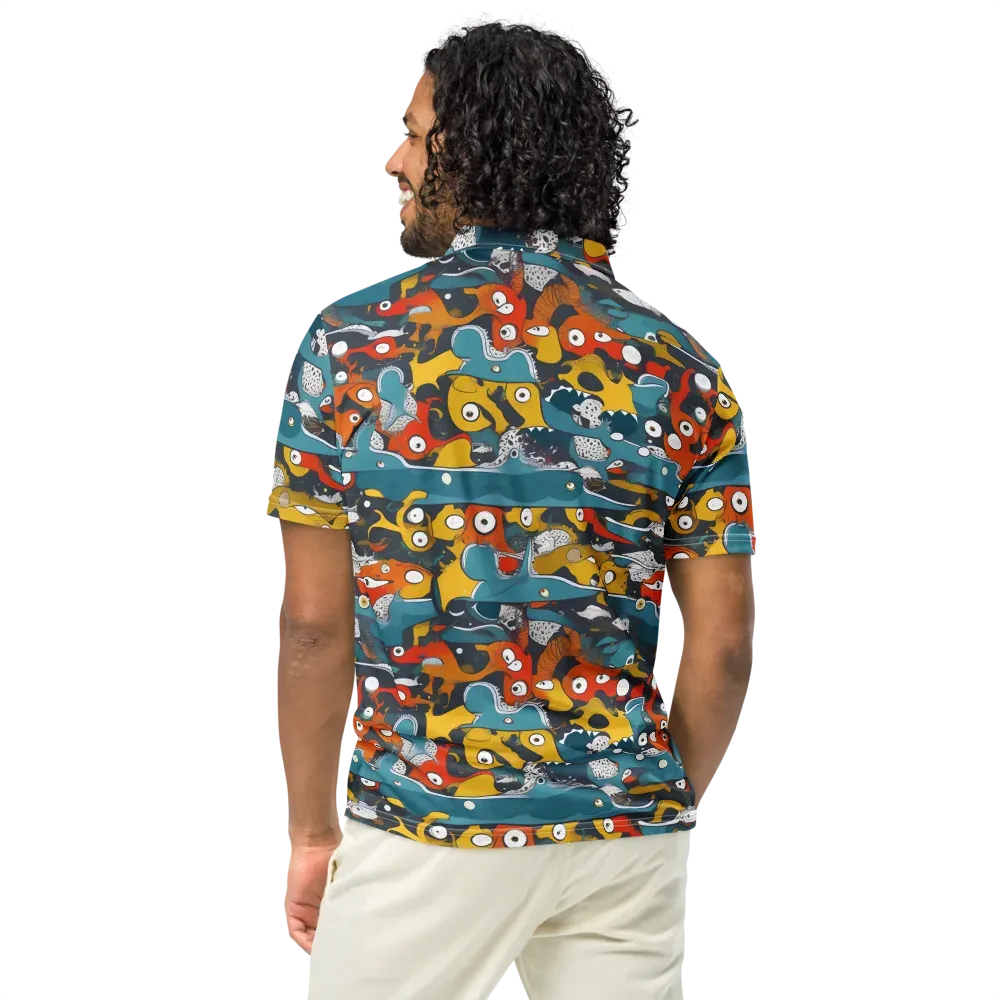 Tidal Oddities on Men's Slim Fit Polo Shirt — Back