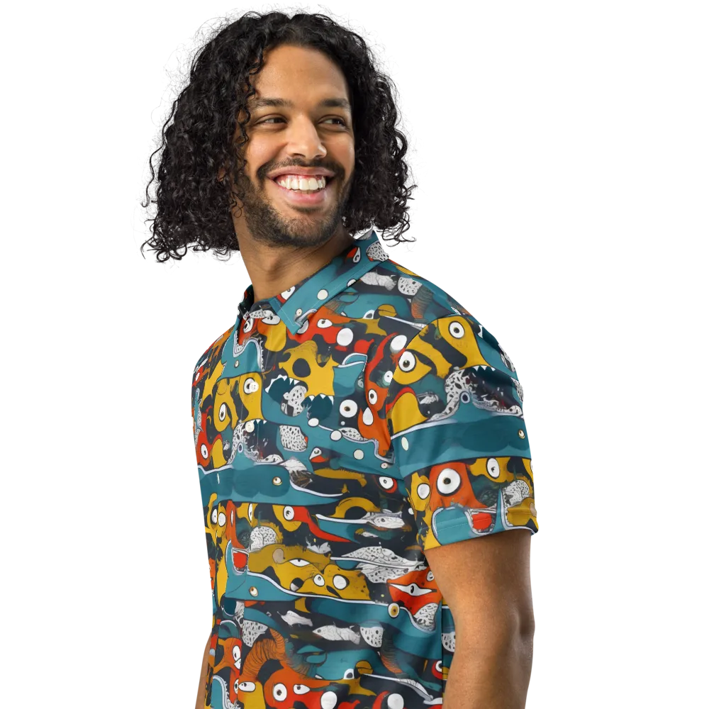 Tidal Oddities on Men's Slim Fit Polo Shirt — Left Front