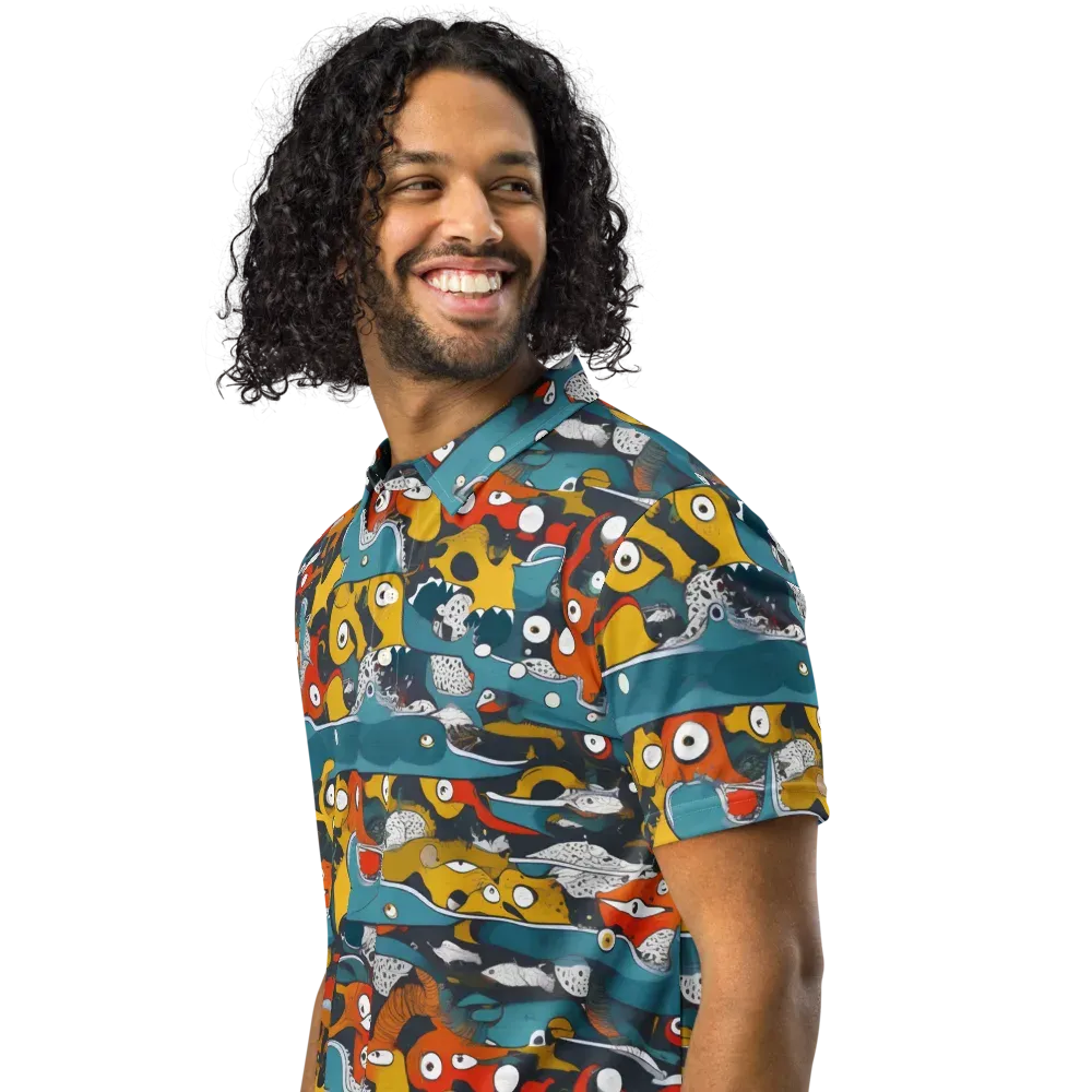 Tidal Oddities on Men's Slim Fit Polo Shirt — Left Front