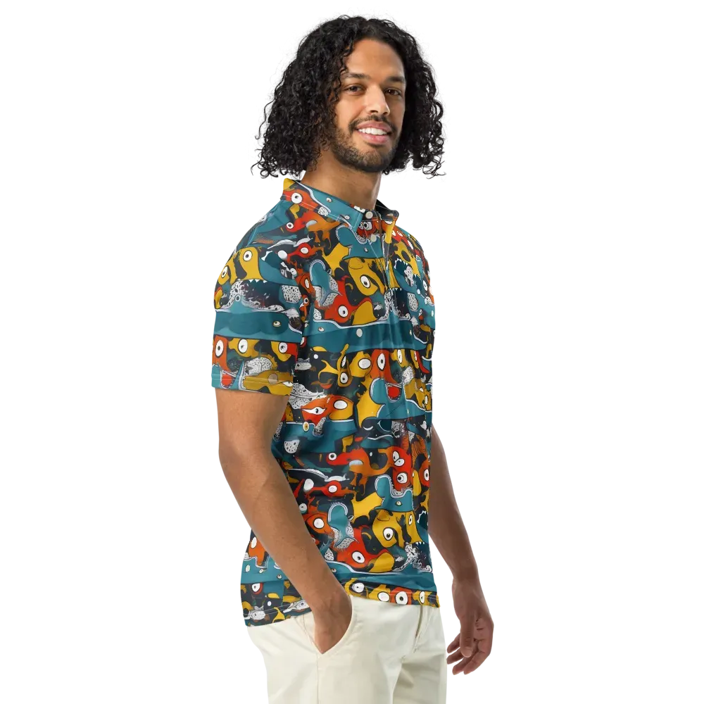 Tidal Oddities on Men's Slim Fit Polo Shirt — Right Front