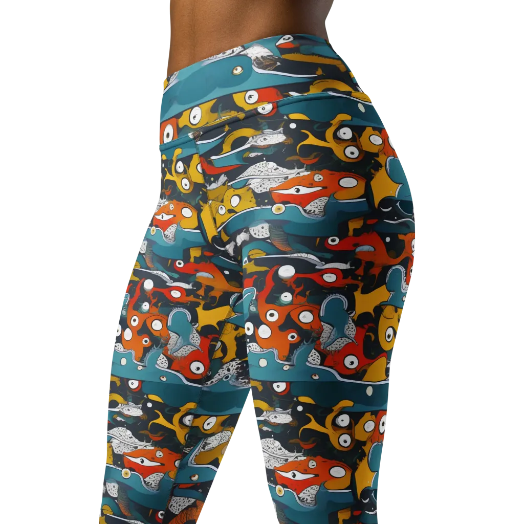 Tidal Oddities on Yoga Leggings — Left Front