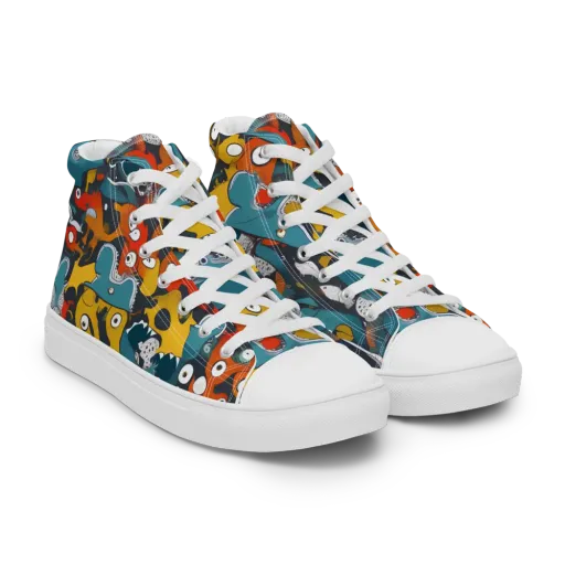 Tidal Oddities on a Men's High Top Canvas Shoes