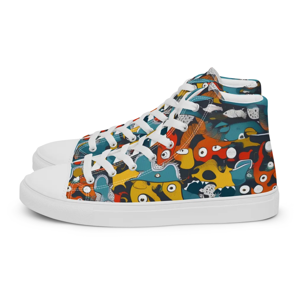 Tidal Oddities on Men's High Top Canvas Shoes — Left