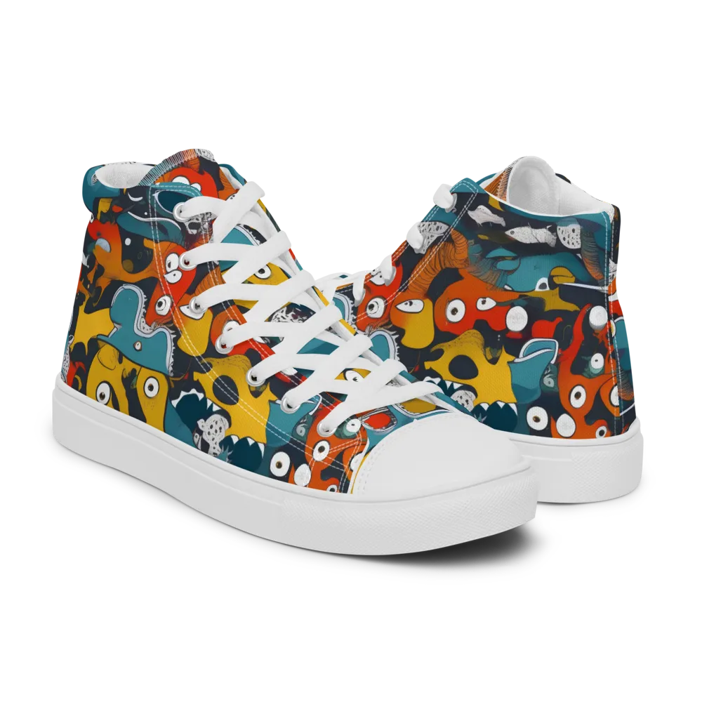 Tidal Oddities on Men's High Top Canvas Shoes — Right