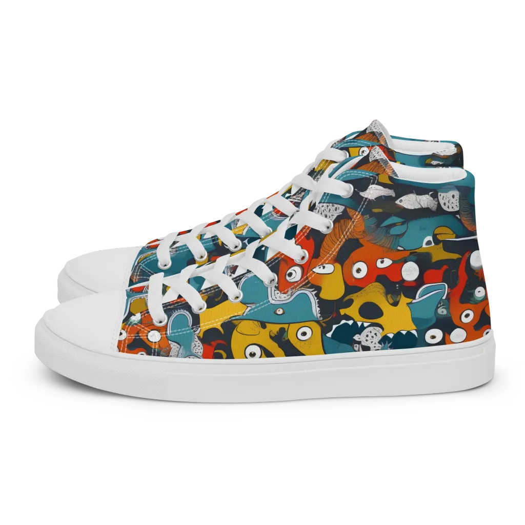 Tidal Oddities on Women's High Top Canvas Shoes — Left
