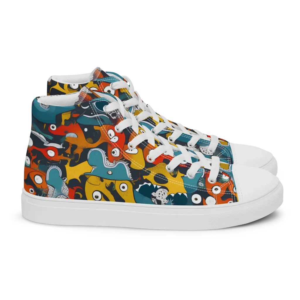 Tidal Oddities on Women's High Top Canvas Shoes — Right