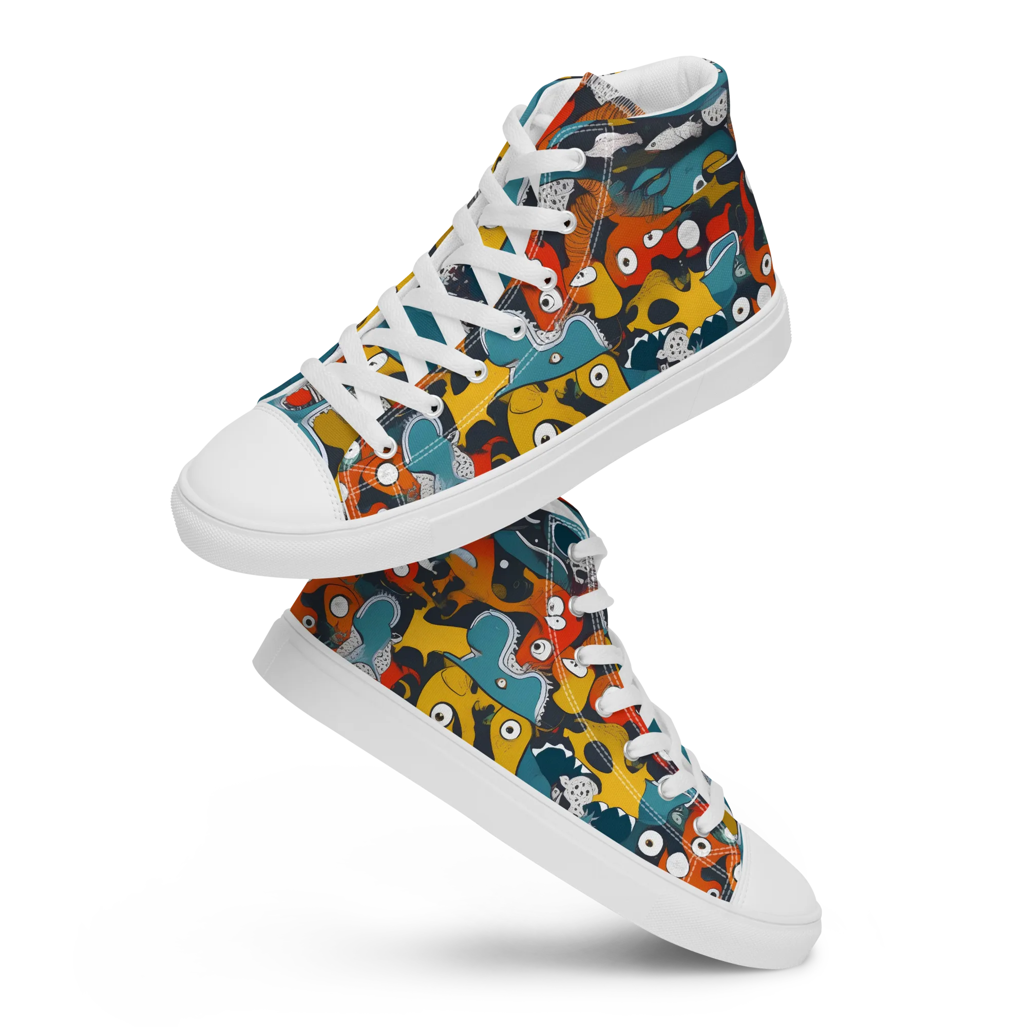 Tidal Oddities on Women's High Top Canvas Shoes — Front