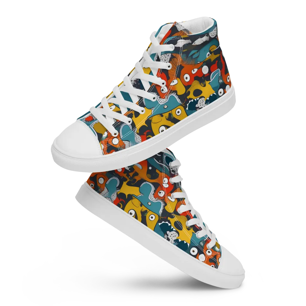 Tidal Oddities on Women's High Top Canvas Shoes — Front