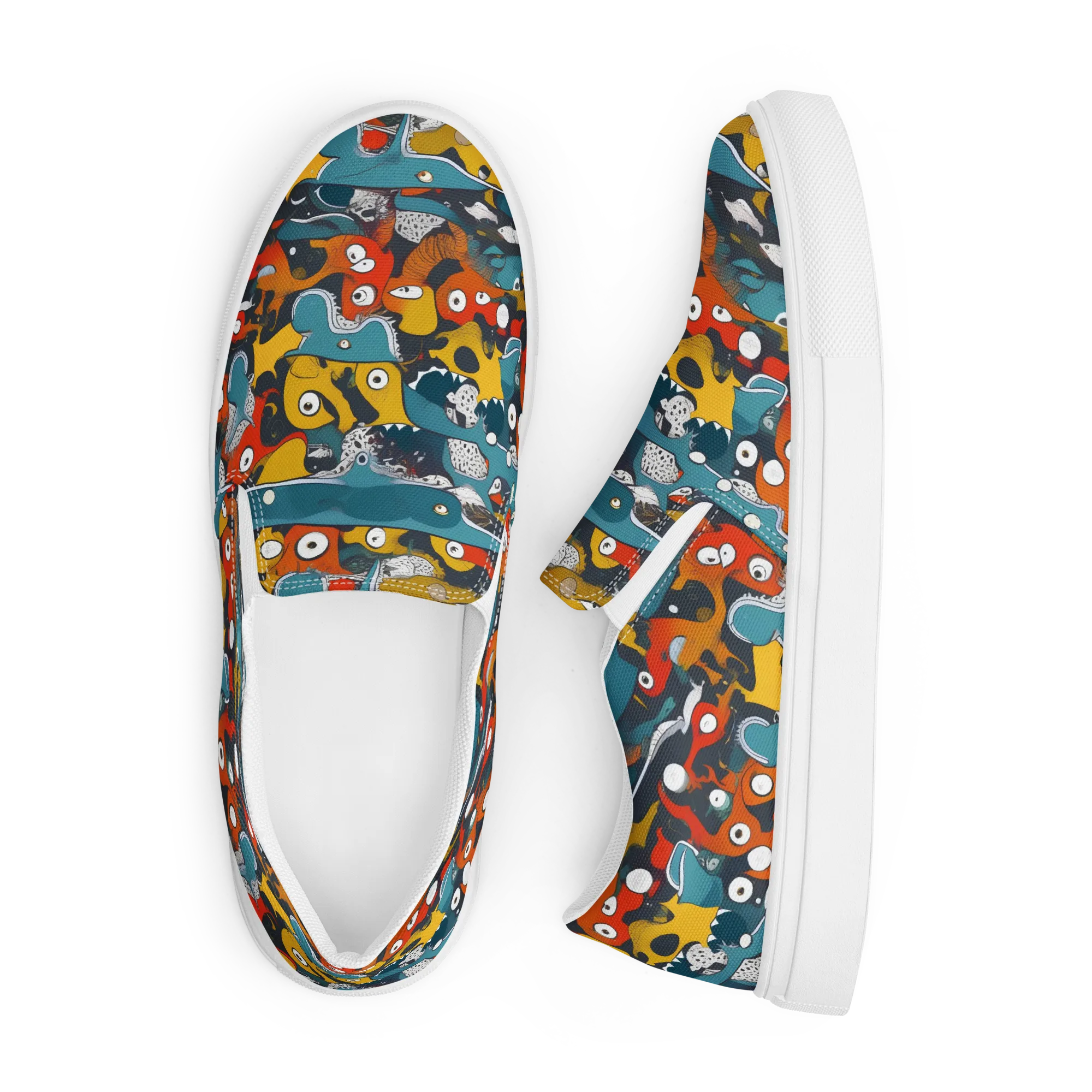 Tidal Oddities on Men's Slip-On Canvas Shoes — Front