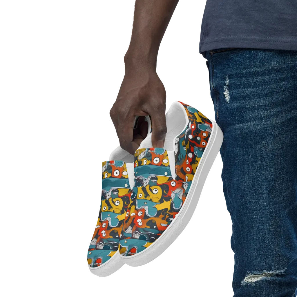 Tidal Oddities on Men's Slip-On Canvas Shoes — Left Front