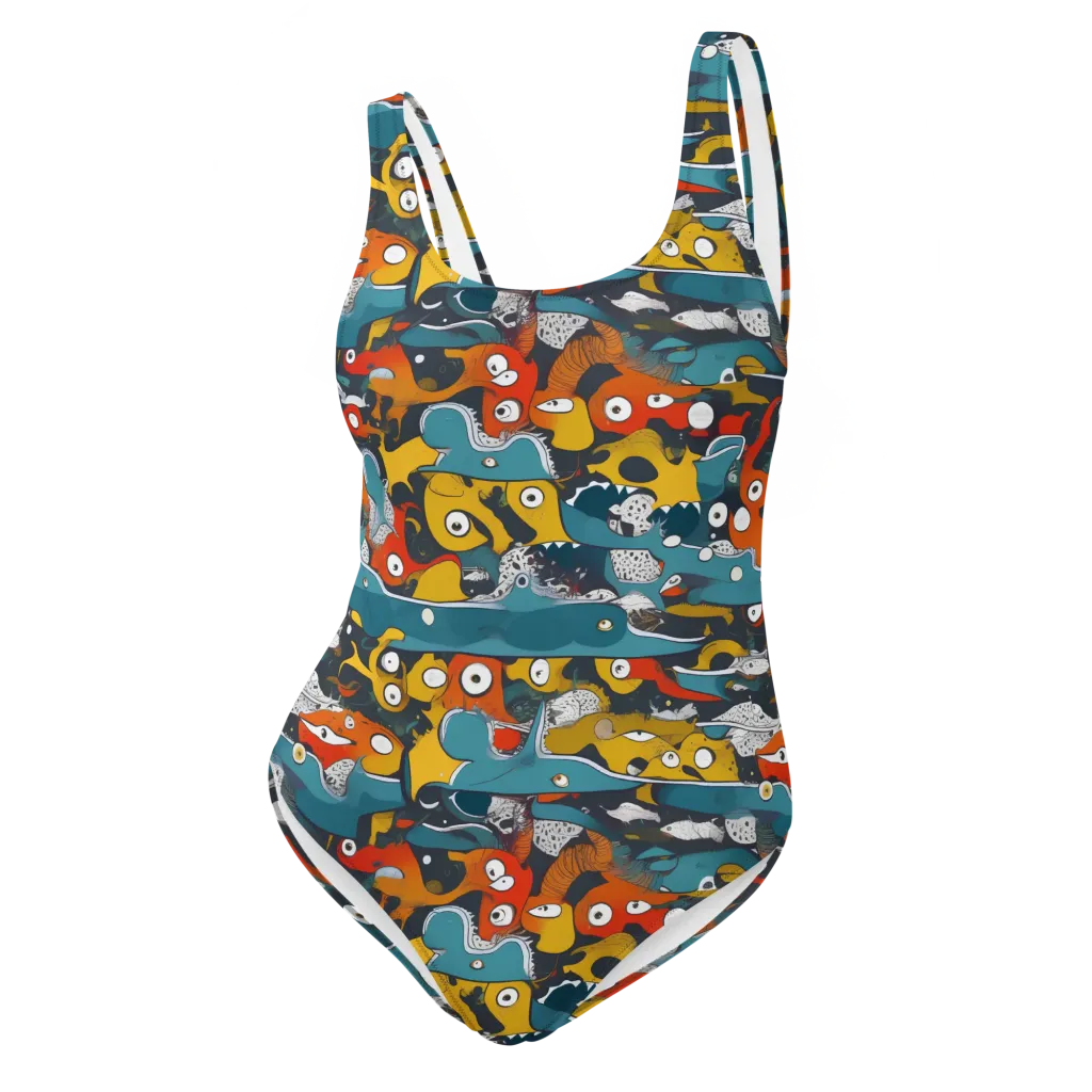 Tidal Oddities on One-Piece Swimsuit — Front