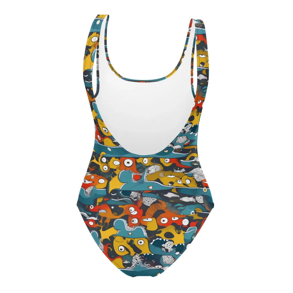 Tidal Oddities on One-Piece Swimsuit — Back