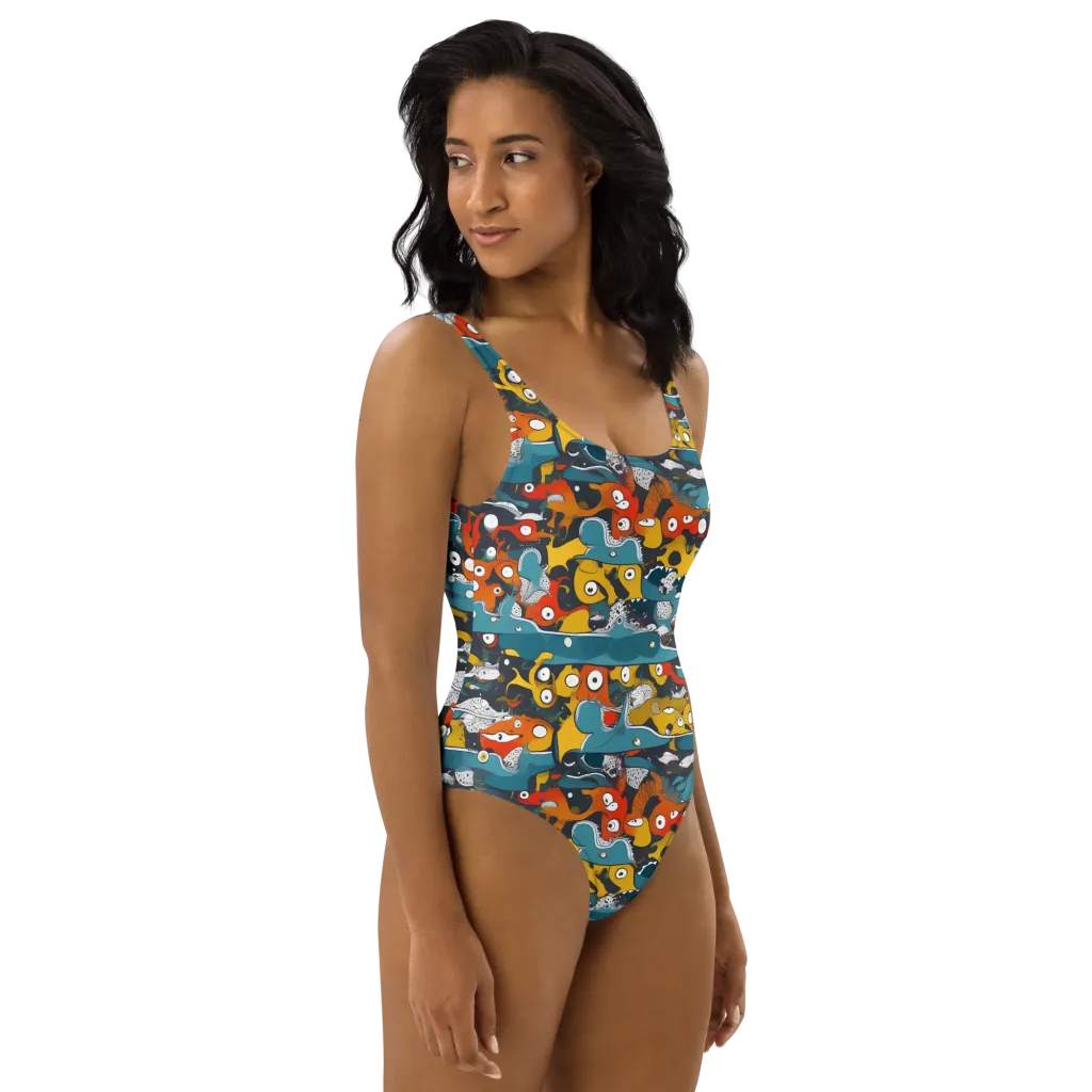 Tidal Oddities on One-Piece Swimsuit — Right