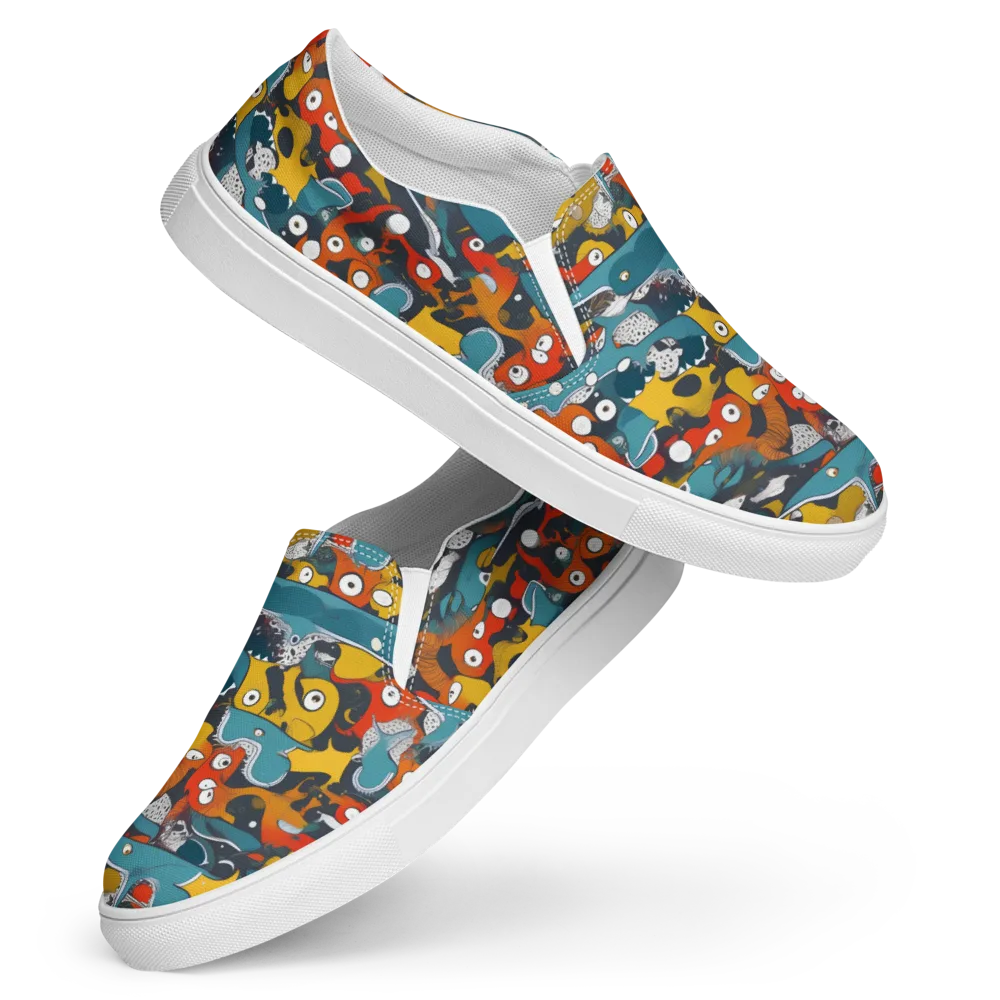 Tidal Oddities on Women's Slip-On Canvas Shoes — Front