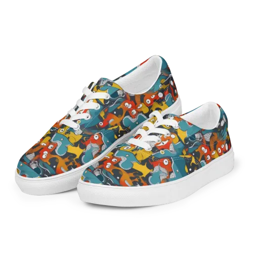 Tidal Oddities on a Men's Lace-Up Canvas Shoes