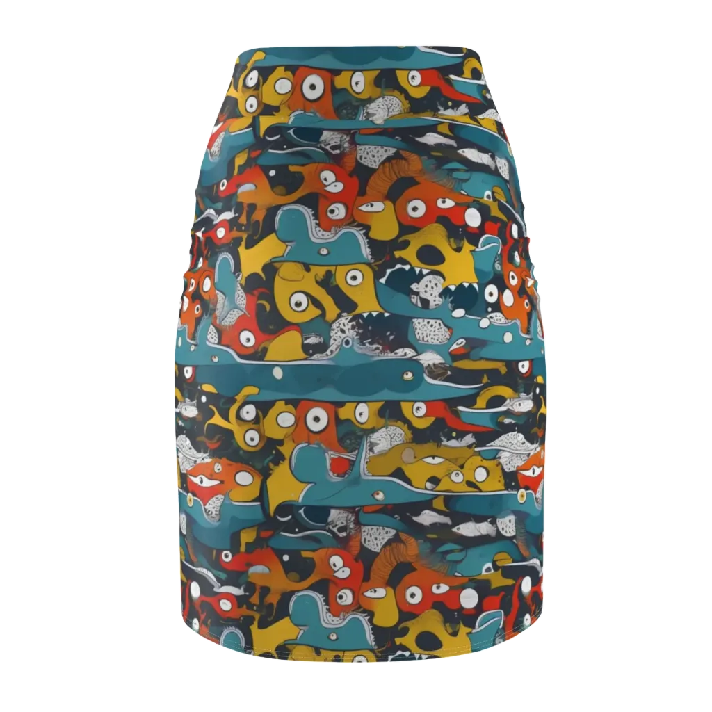 Tidal Oddities on Pencil Skirt — Back