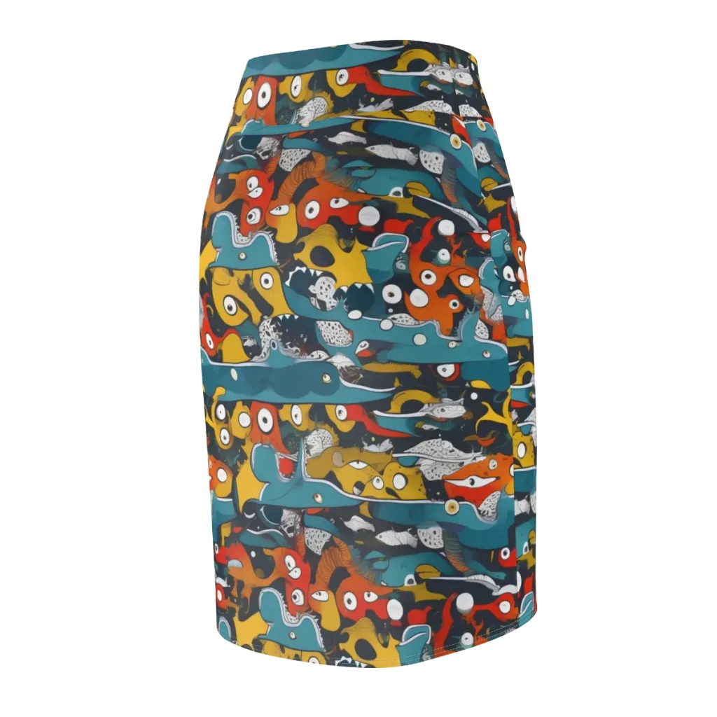 Tidal Oddities on Pencil Skirt — Back Side